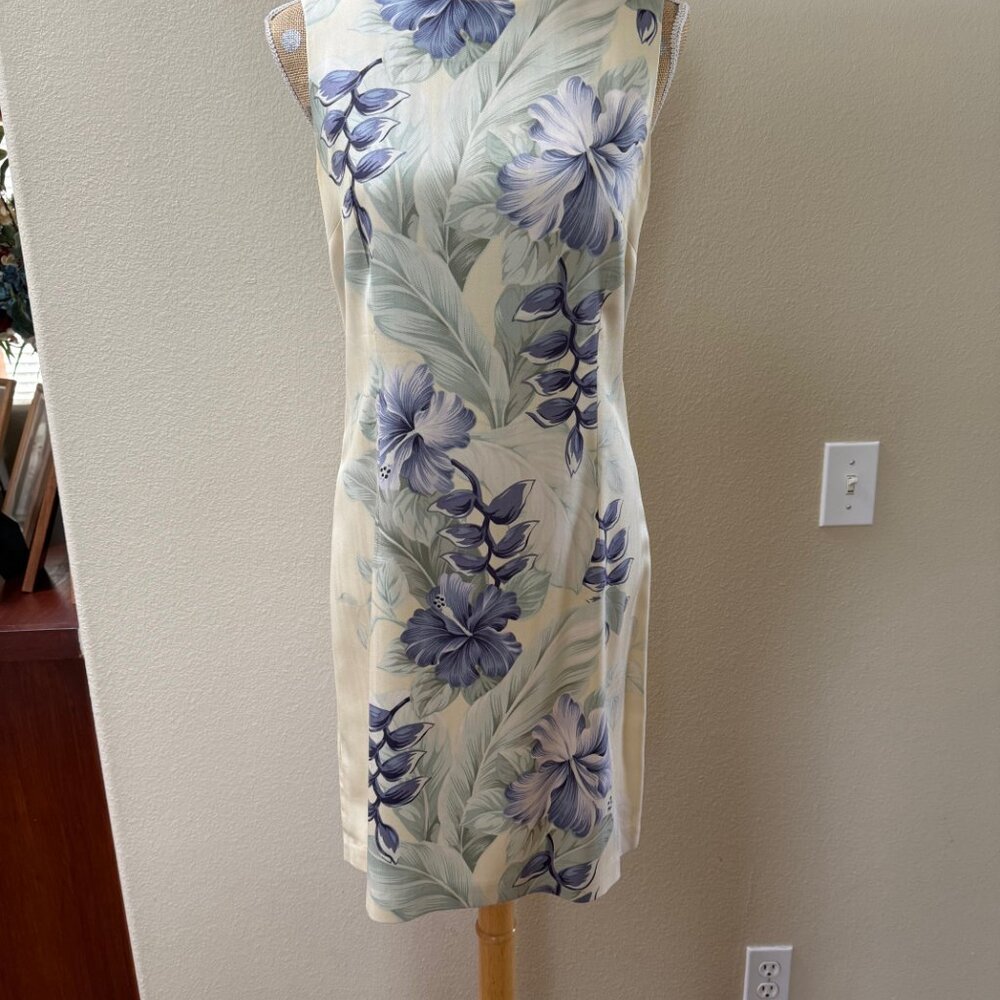 Cocktail Dress |Vintage 1990s Tommy Bahama Hibiscus Floral Print Sheath | Size 8
